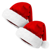 2 PCS Christmas Santa Hats Plush Red Velvet