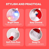 Light-up Christmas Santa Hat with Pom Poms