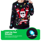 LED Ugly Christmas Sweater with Light - Black Rock Santa