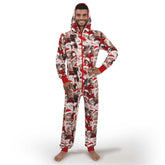 Men Christmas Meowy Hooded Jumpsuit