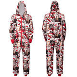 Men Christmas Meowy Hooded Jumpsuit
