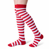 Women Christmas Stripes Over Knee Socks 3 Pack
