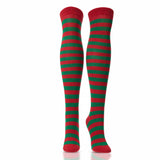 Women Christmas Stripes Over Knee Socks 3 Pack