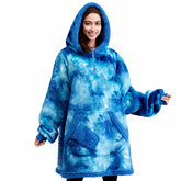 Wearable Blanket Dark Blue Tie Dye For Adults