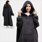 Wearable Blanket Dark Gray Oversized For Adults