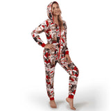 Women Christmas Meowy Hooded Jumpsuit