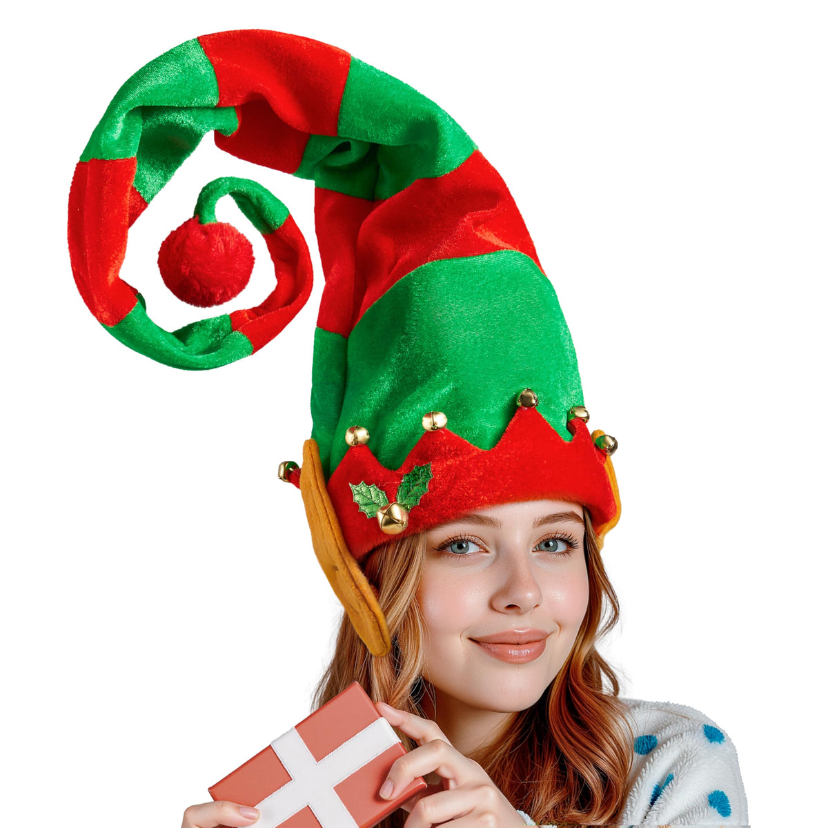 Elf Red and Green Stripes Christmas Hats for Adults