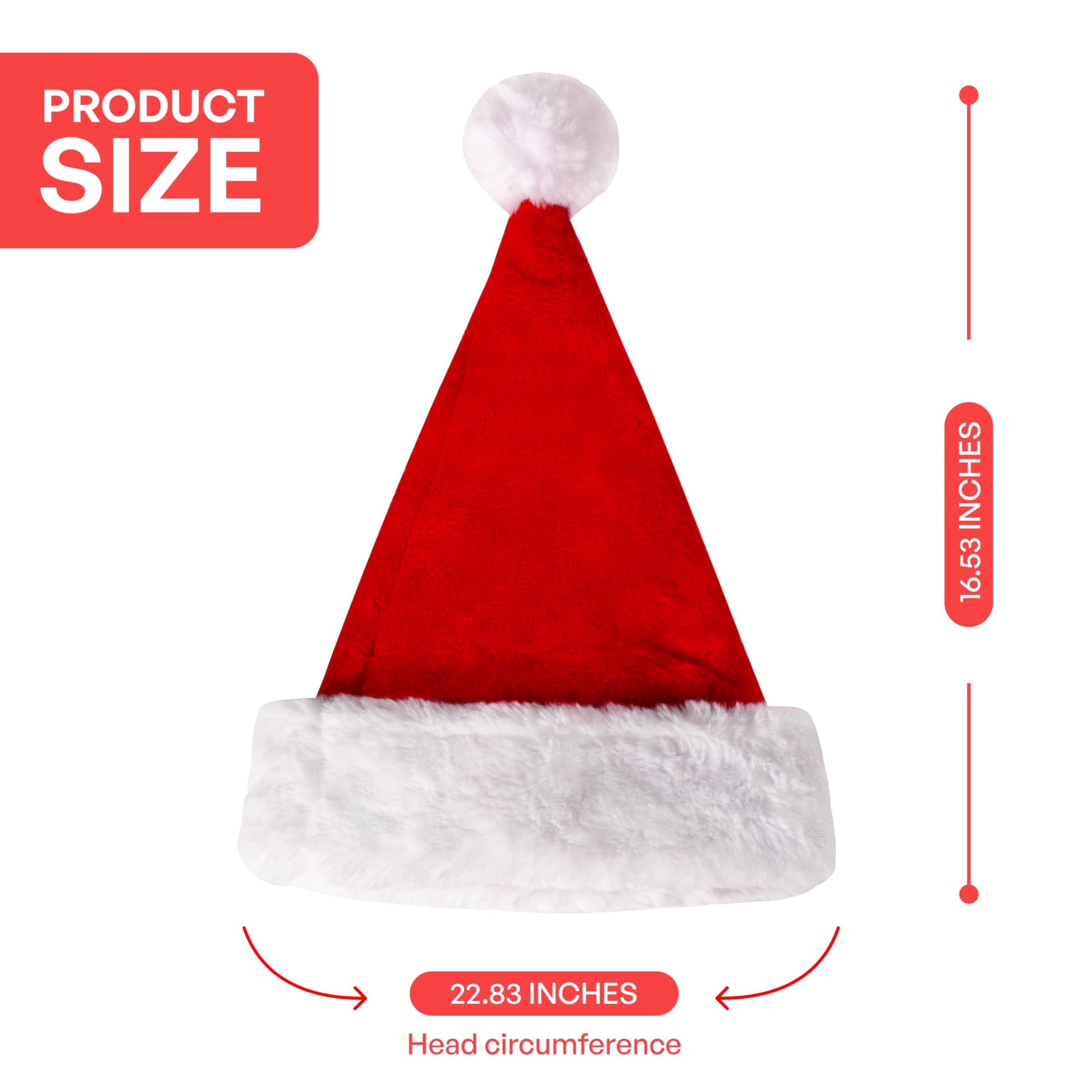 2 PCS Christmas Santa Hats Plush Red Velvet