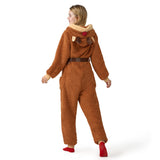 Brown Adult Womens Christmas Pajamas, Hoody Holiday Jumpsuit