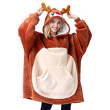 Wearable Blanket Brown Reindeer For Adults