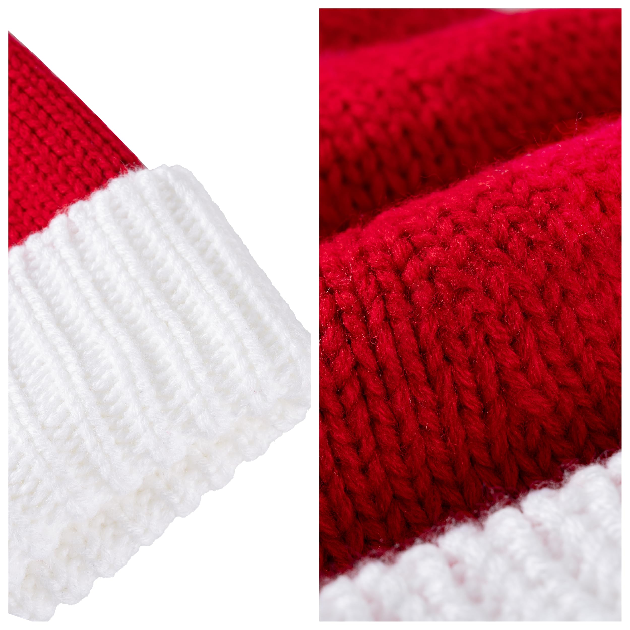 Adult Knit Christmas Beanie Hat with Pom Poms