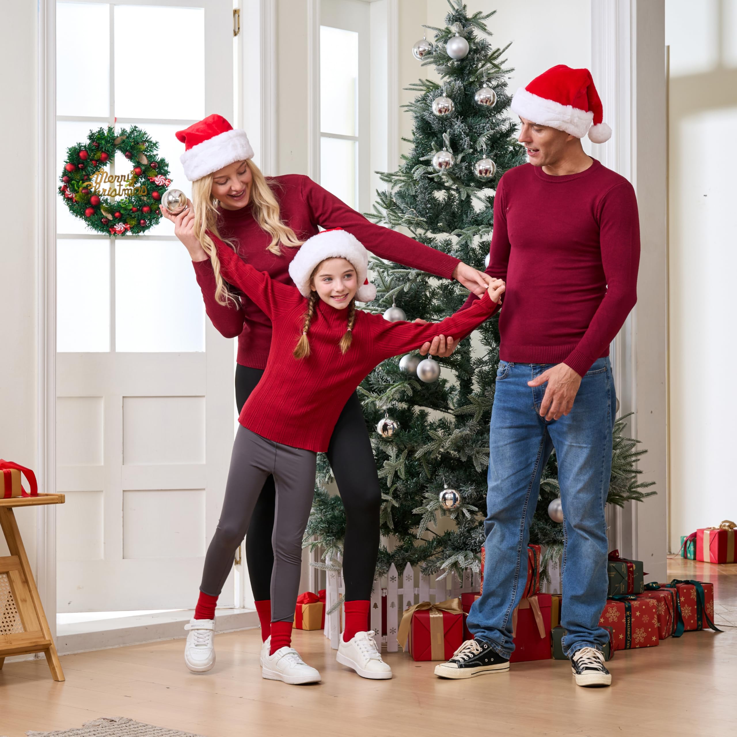 2 PCS Christmas Santa Hats Plush Red Velvet