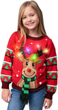 Kids LED Light Up Red Christmas Sweater Reindeer