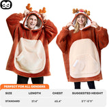 Wearable Blanket Brown Reindeer For Adults