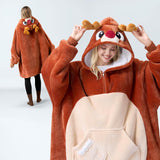 Wearable Blanket Brown Reindeer For Adults