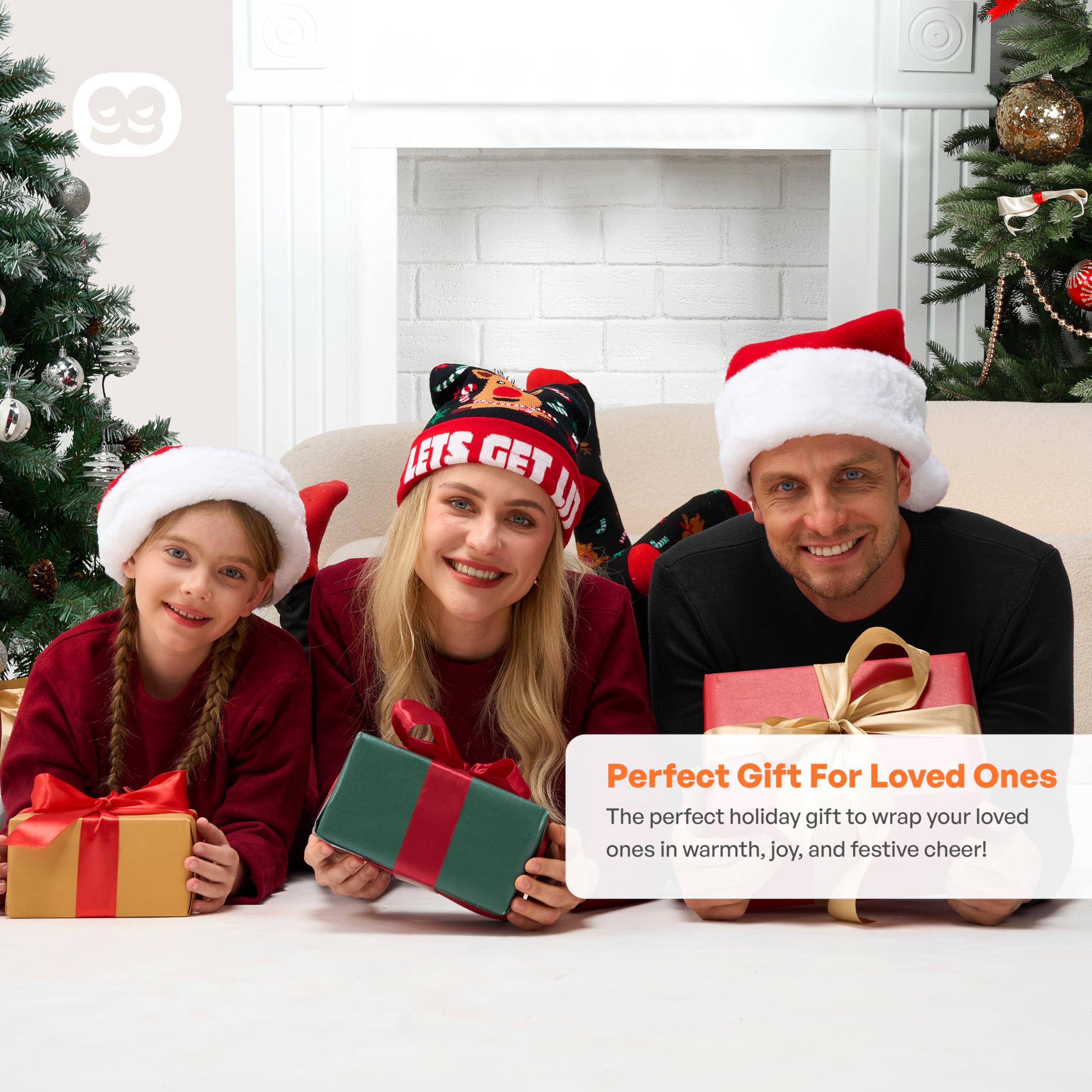 Light-up Xmas Reindeer Beanie Hat with Crew Sock