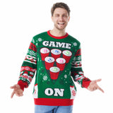 Cheer Pong Game Christmas Ugly Sweater for Men