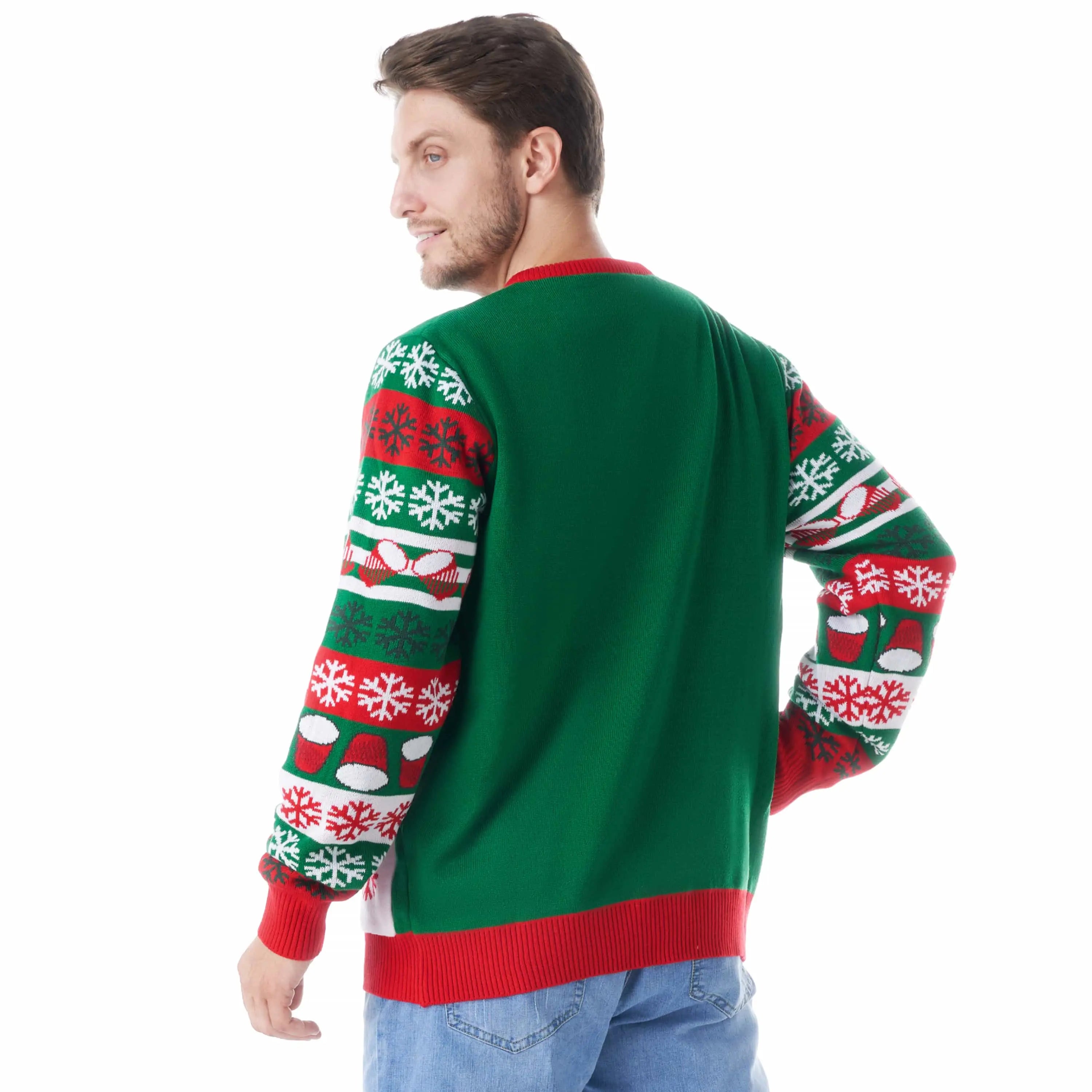 Cheer Pong Game Christmas Ugly Sweater for Men