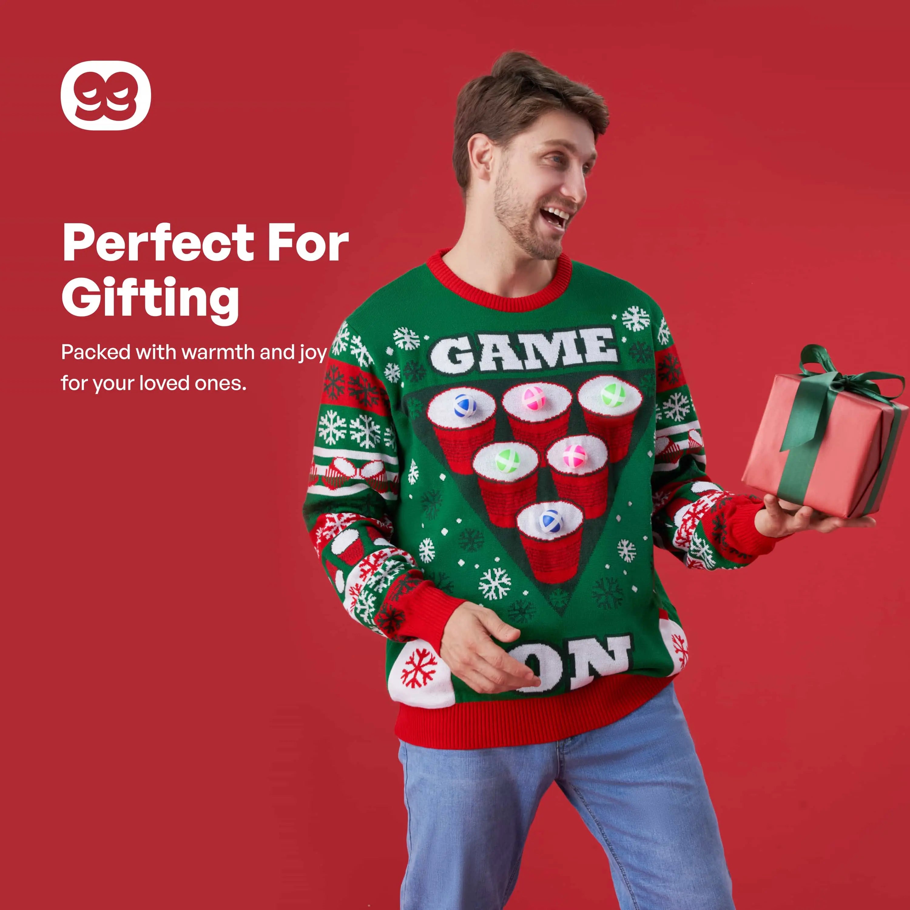 Cheer Pong Game Christmas Ugly Sweater for Men