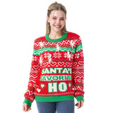 Women Santa's favorite ho ugly sweater with bulbs