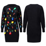 Women Colorful Light bulb Long Sweater Dress with bulbs