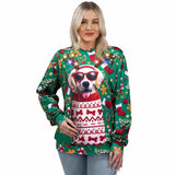 Unisex Christmas Crewneck Puppy Sweatshirt with Light Bulbs