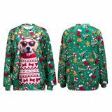 Unisex Christmas Crewneck Puppy Sweatshirt with Light Bulbs