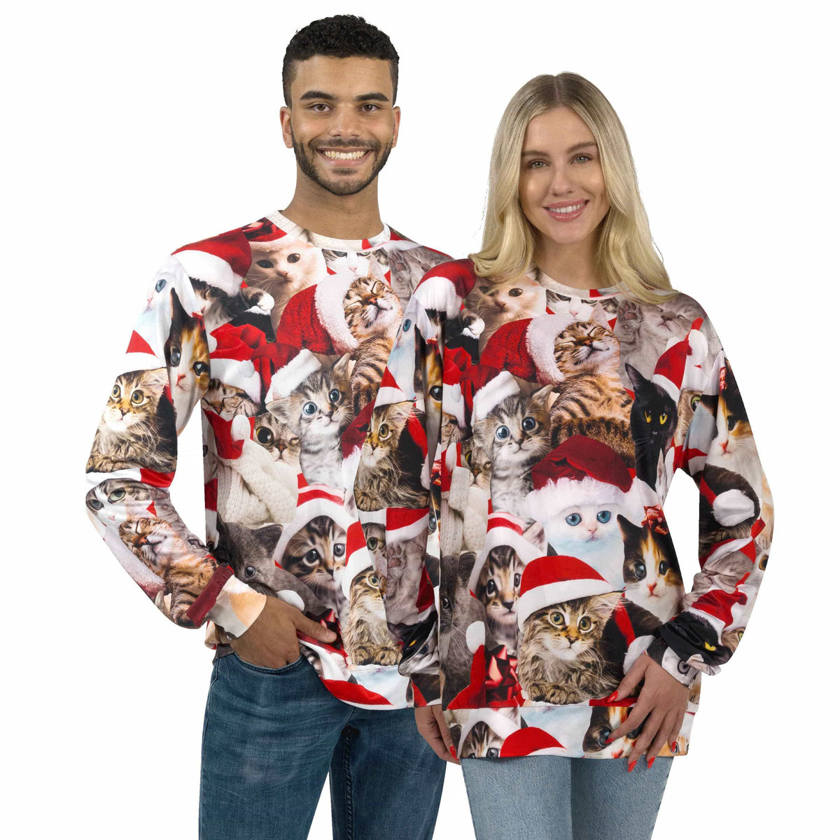 Unisex Christmas Crewneck Meowy Sweatshirt