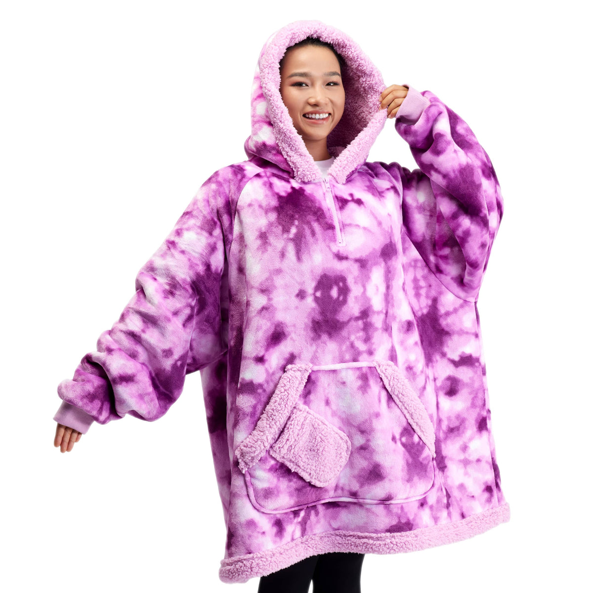 Wearable Blanket Purple Tie Dye For Adults