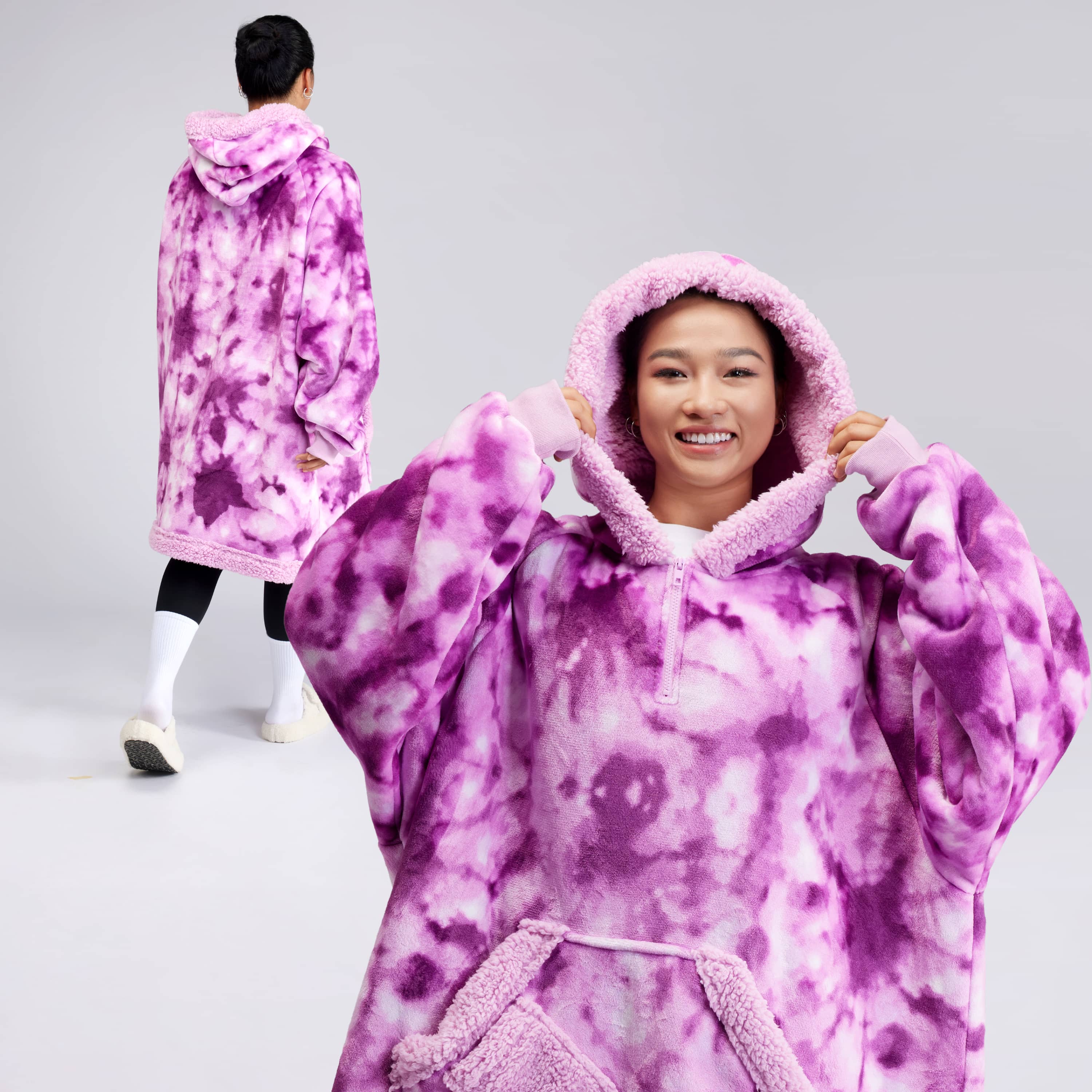 Wearable Blanket Purple Tie Dye For Adults