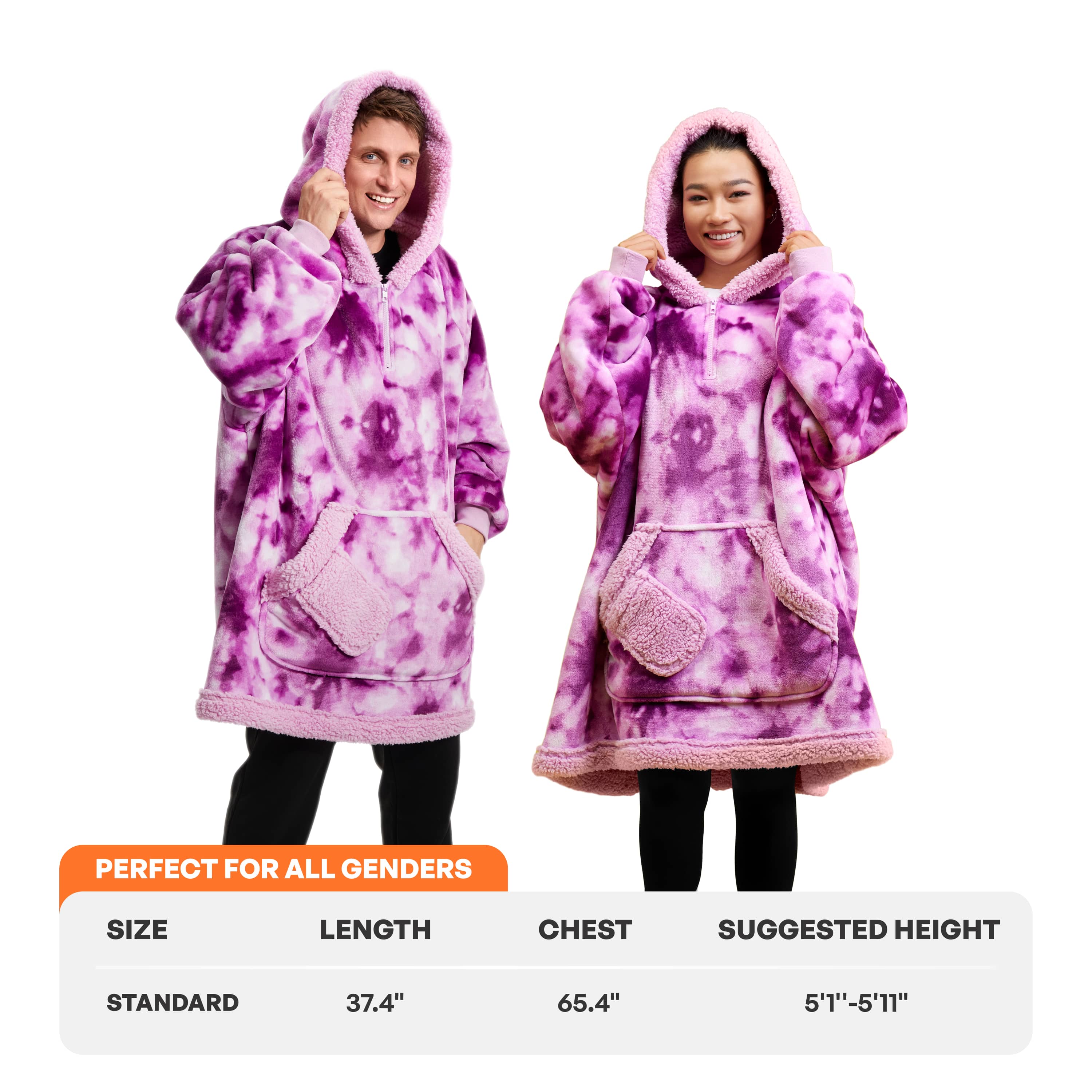 Wearable Blanket Purple Tie Dye For Adults