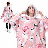 Wearable Blanket Halloween Pink Ghost For Adults