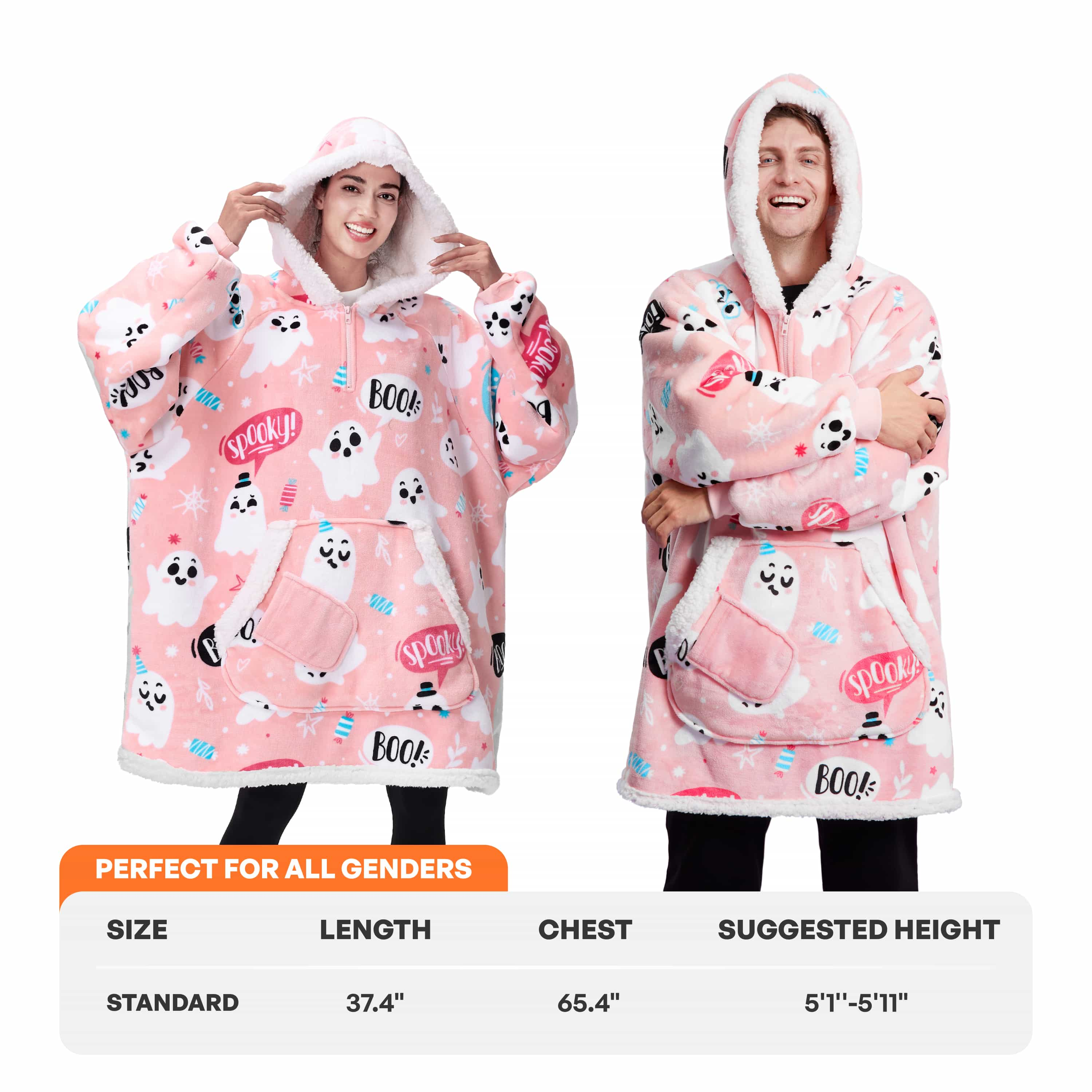 Wearable Blanket Halloween Pink Ghost For Adults