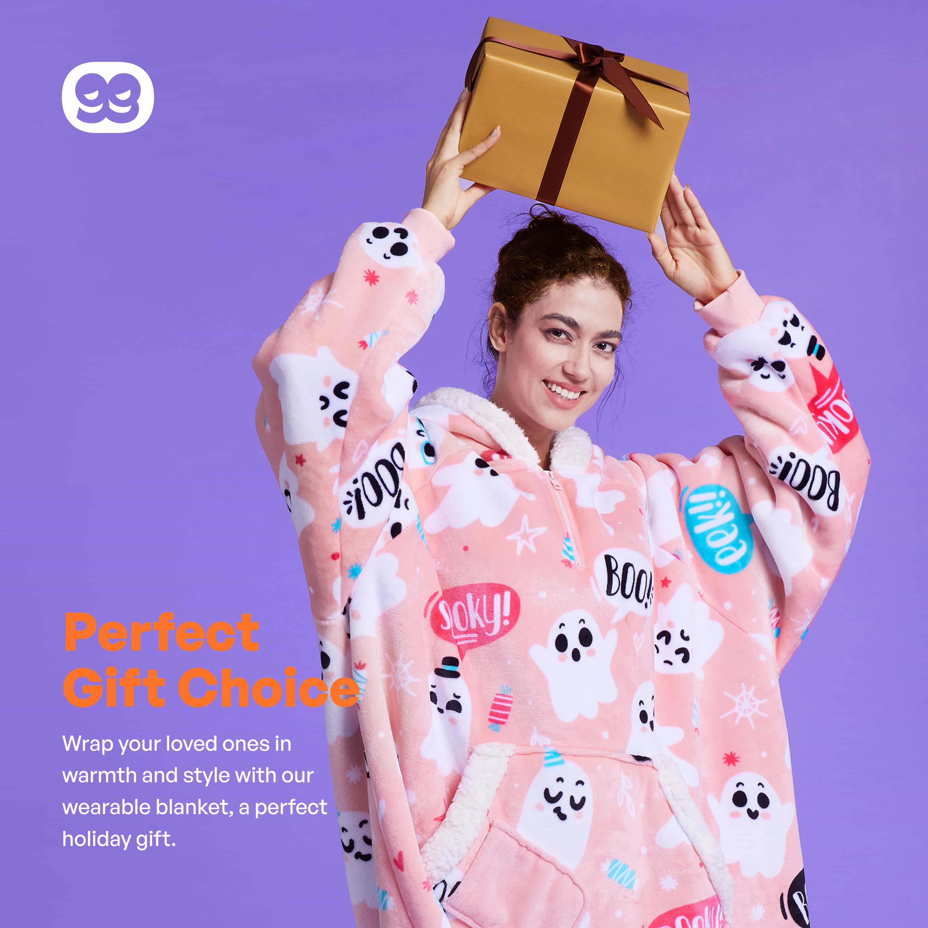 Wearable Blanket Halloween Pink Ghost For Adults