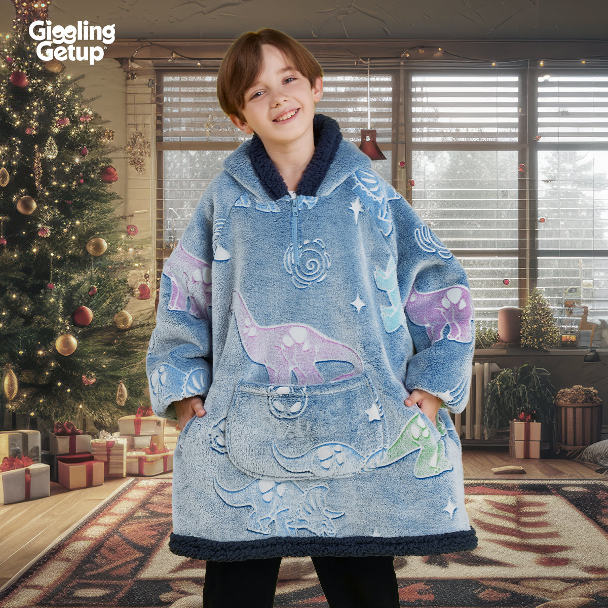 Wearable Blanket Dinosaur Glow Print For Kids