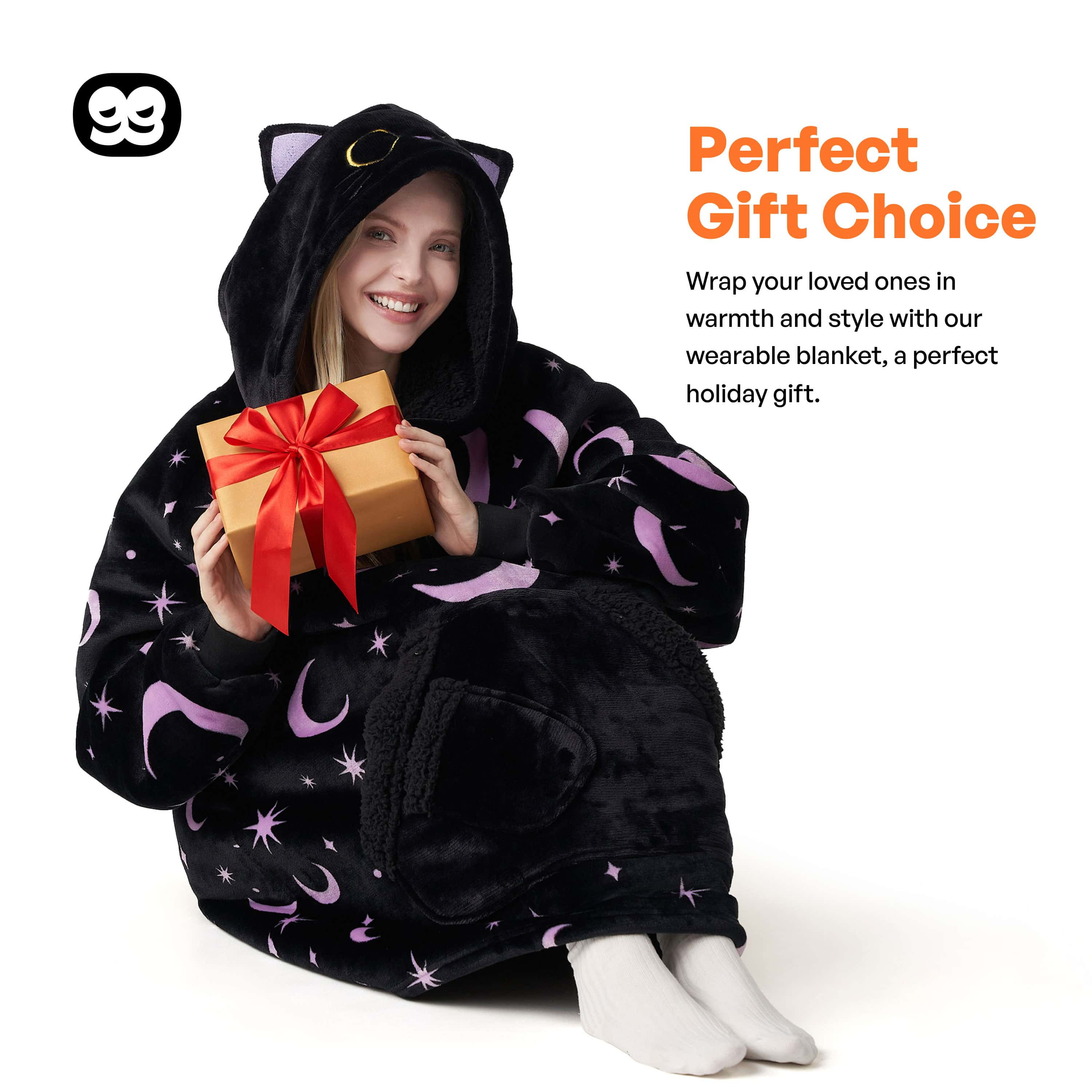 Wearable Blanket Black Cat For Adults