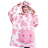 Wearable Blanket Strawberry Cow For Adults