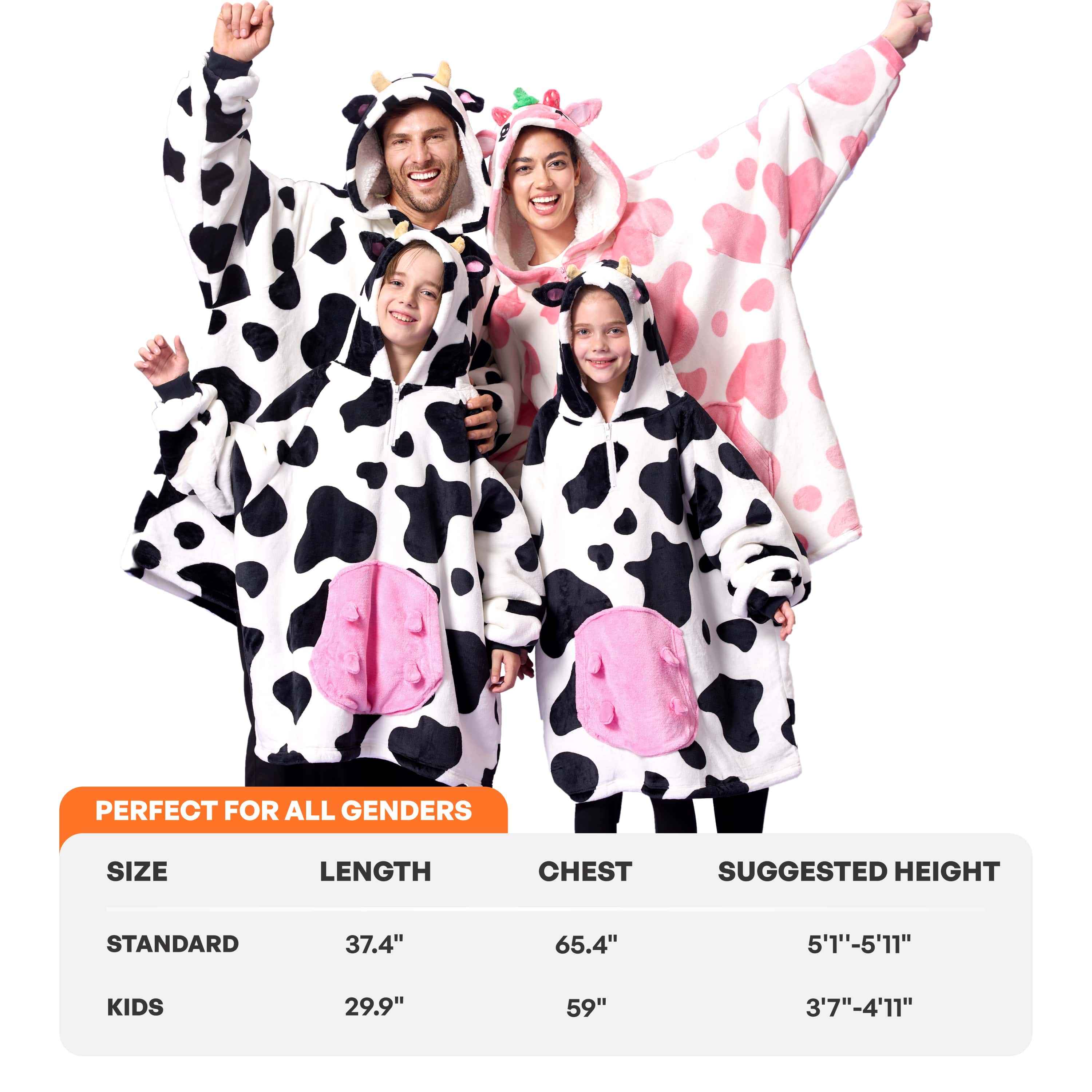 Wearable Blanket Strawberry Cow For Adults