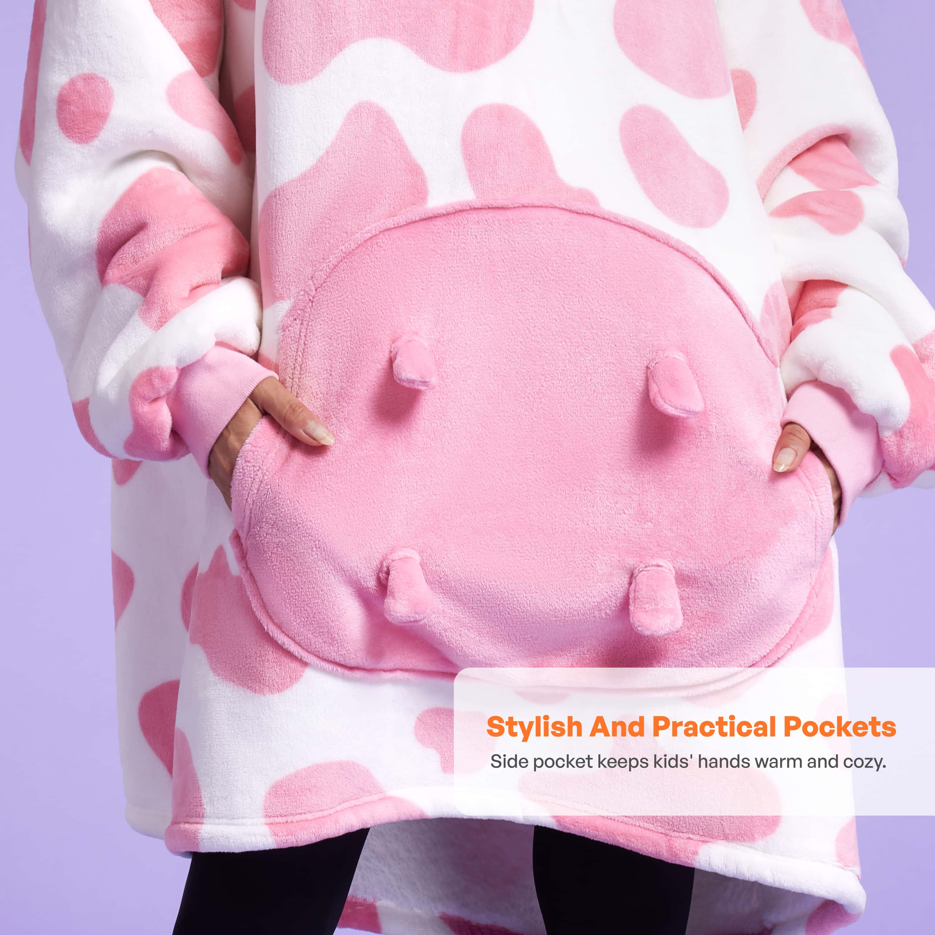 Wearable Blanket Strawberry Cow For Adults