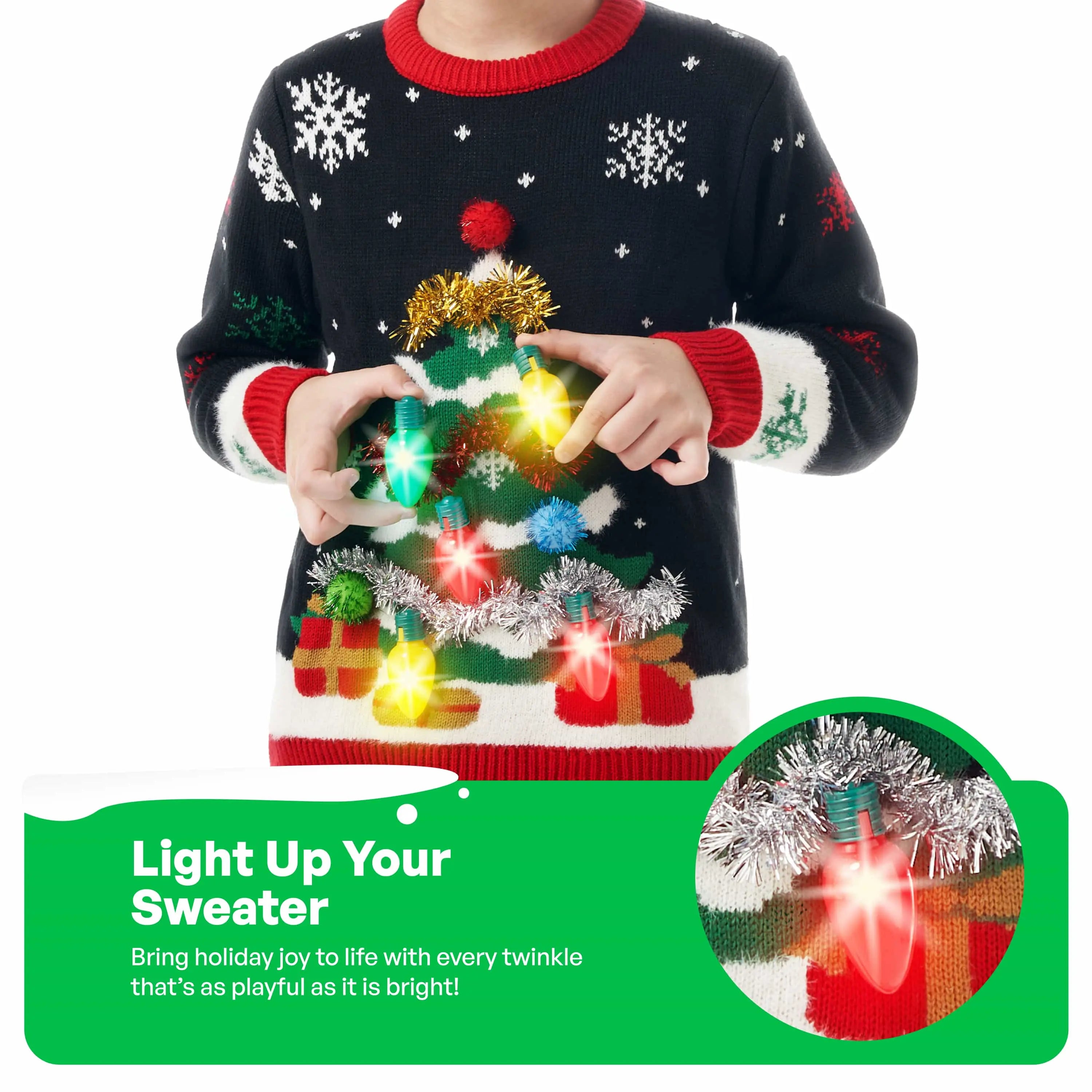 Kids Ugly Christmas Sweater LED Light Up Christmas Tree