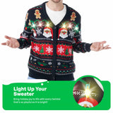 Men Ugly Christmas Sweaters Santa V-Neck Cardigan