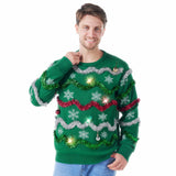 Men's Christmas Ugly Sweater with Garland and Lights