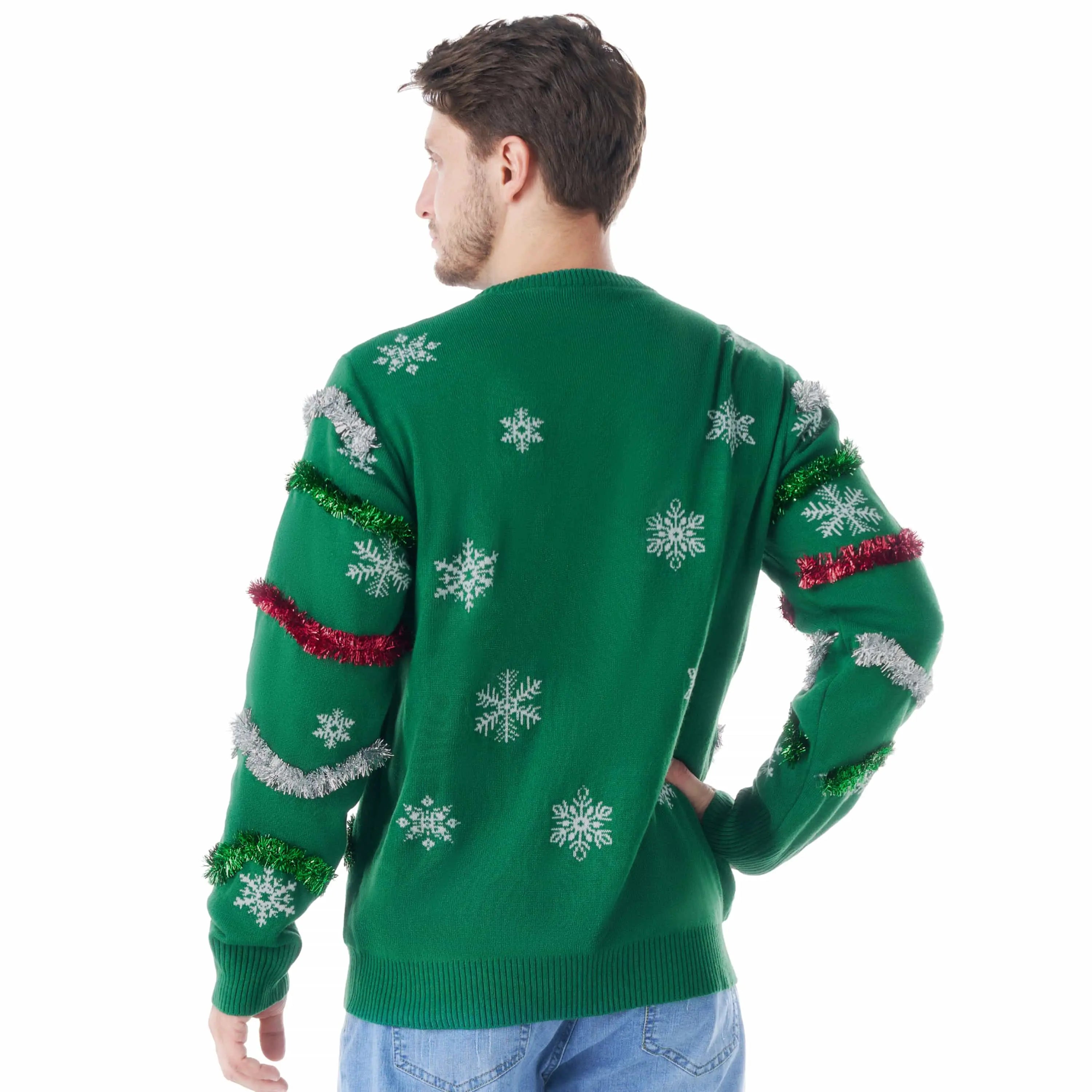 Men's Christmas Ugly Sweater with Garland and Lights