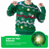 Men's Christmas Ugly Sweater with Garland and Lights