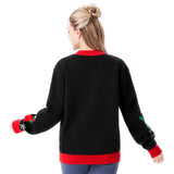 Women Black Collage Christmas Elements Cardigan