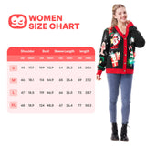 Women Black Collage Christmas Elements Cardigan