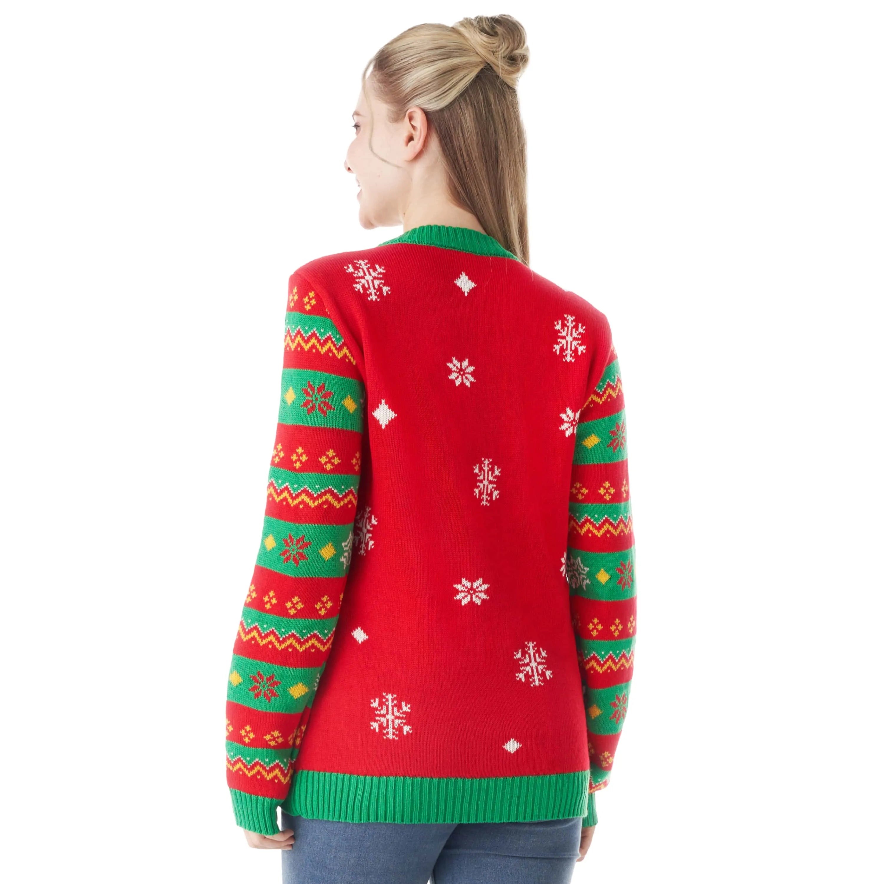 Women Christmas Tree Ugly Sweater with Light Bulbs