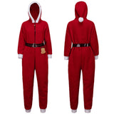 Women Santa Hoody Jumpsuit With Belt