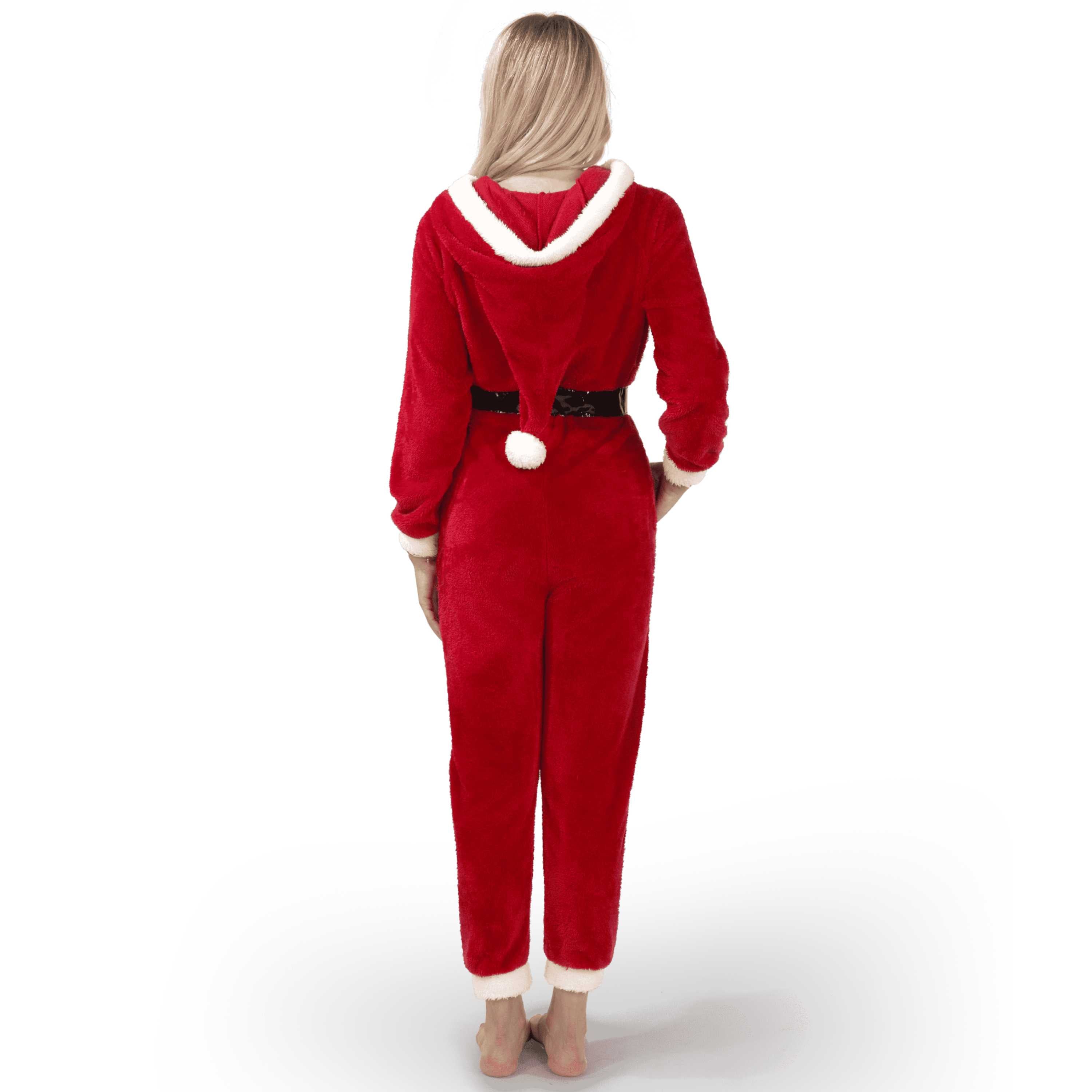 Women Santa Hoody Jumpsuit With Belt