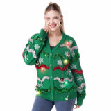 Women's Christmas Ugly Sweater with Garland and Lights